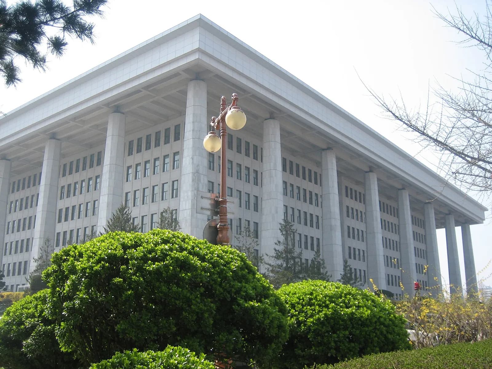 Exterior view of South Korea’s National Assembly building in Yeouido, Seoul.