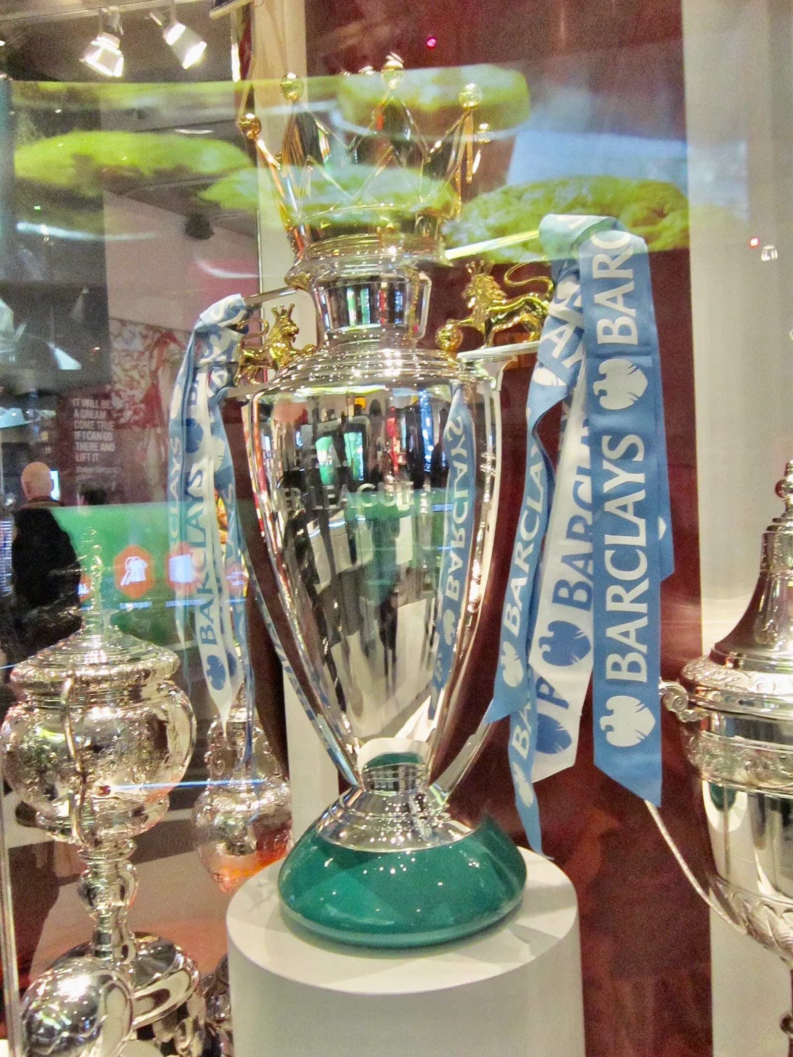 The Premier League trophy displayed at Manchester's National Football Museum.