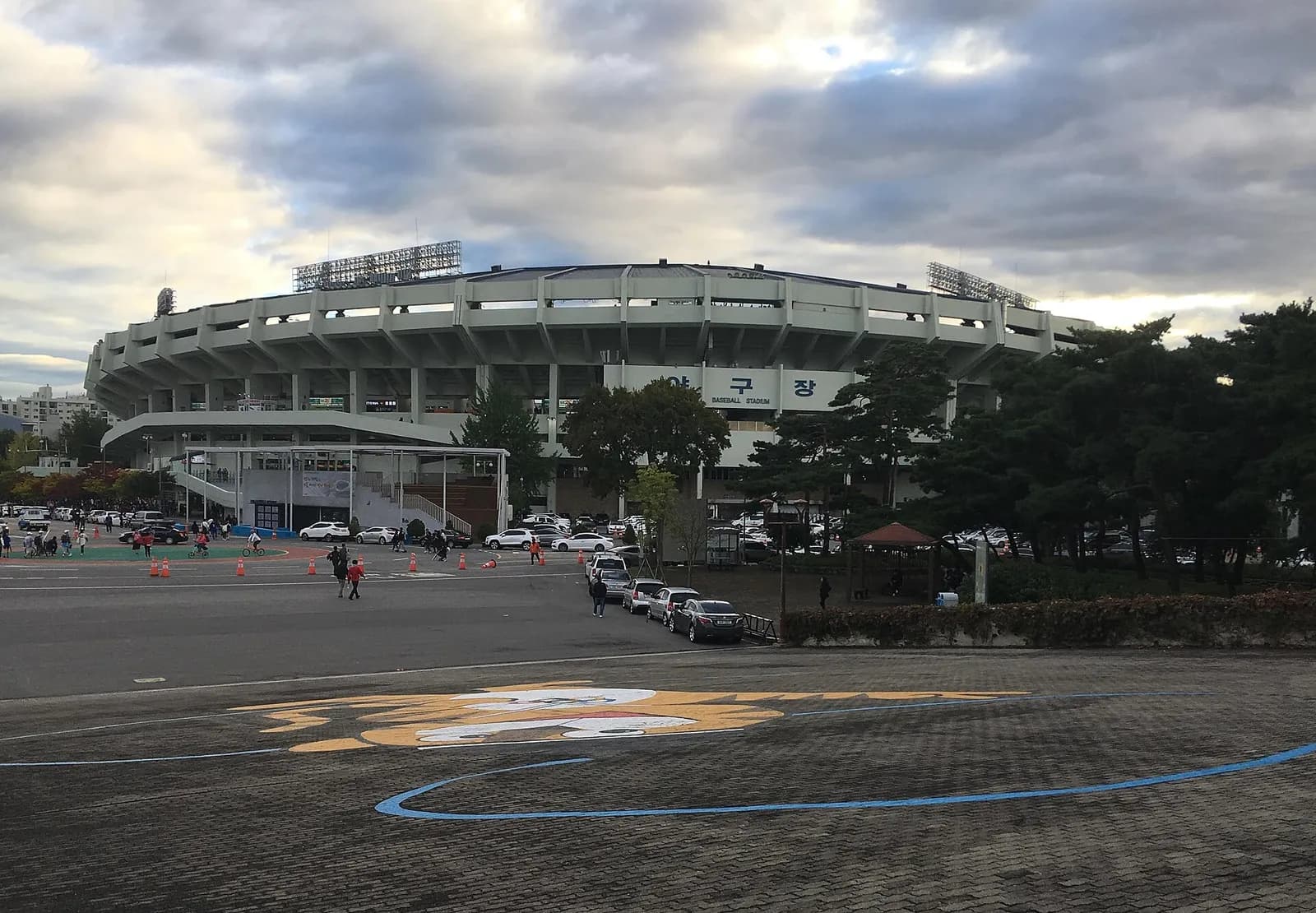 View of Jamsil Baseball Stadium in Seoul.