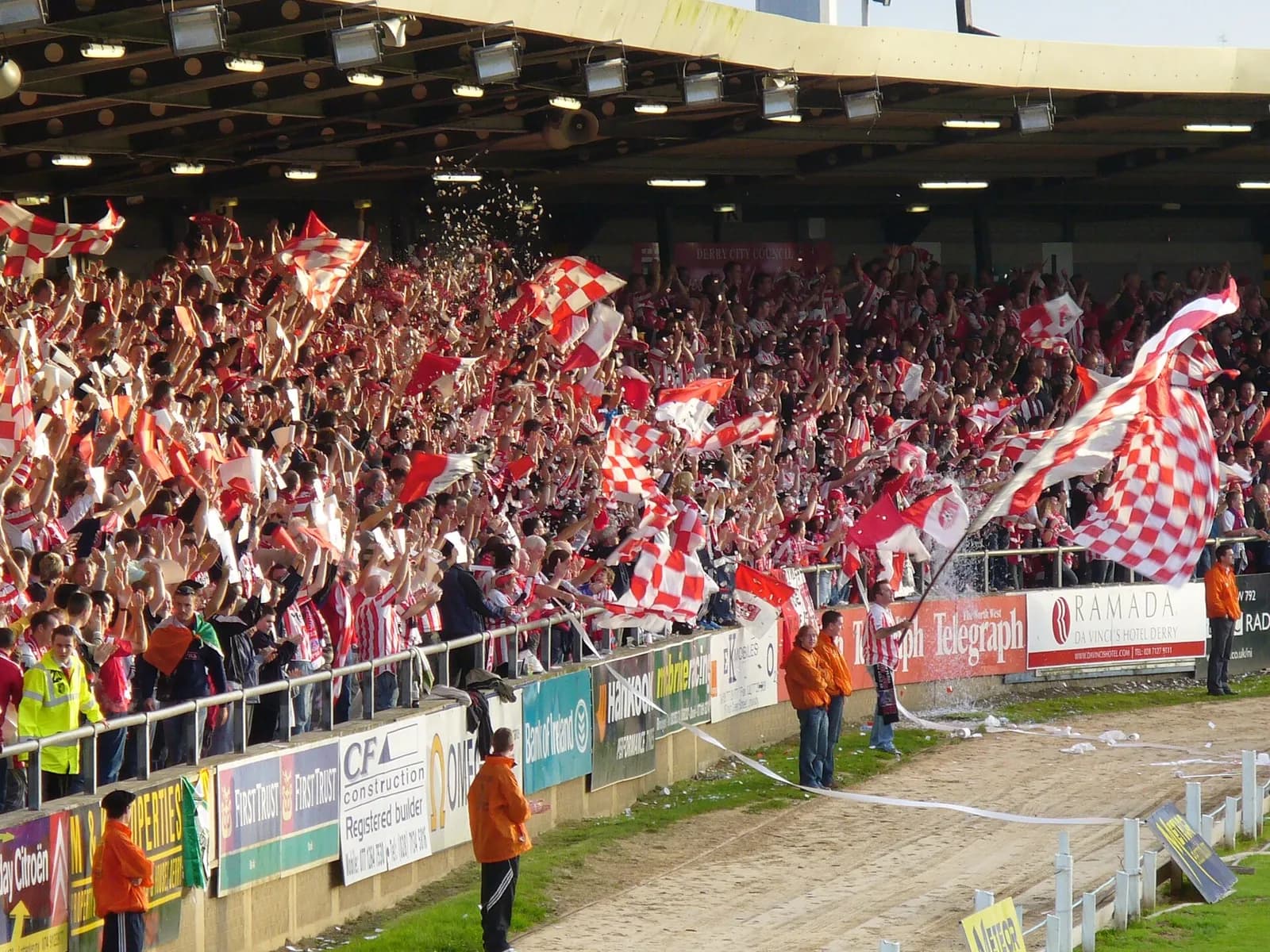 Derry City supporters gathered at Brandywell Stadium.