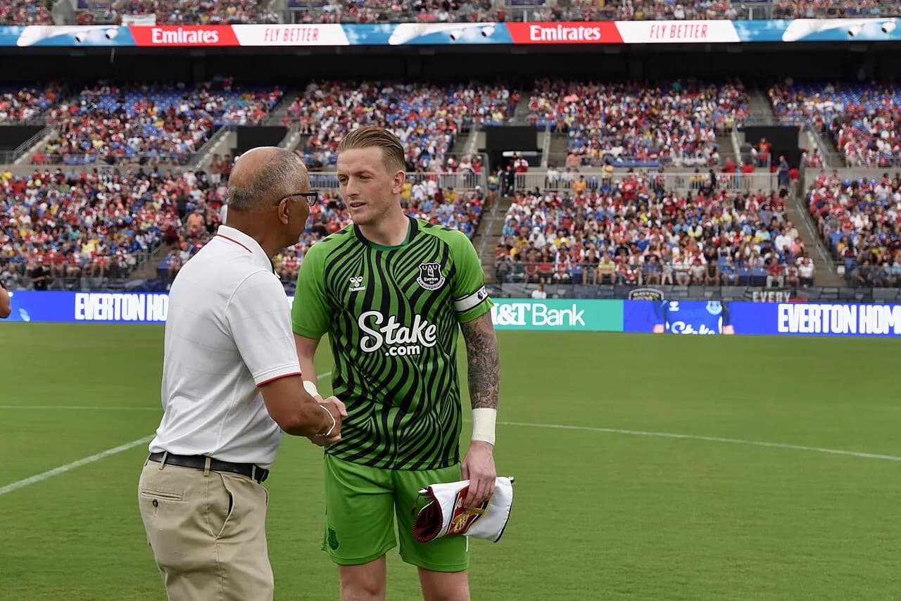 Jordan Pickford at an Everton–Arsenal football friendly in Baltimore in 2022