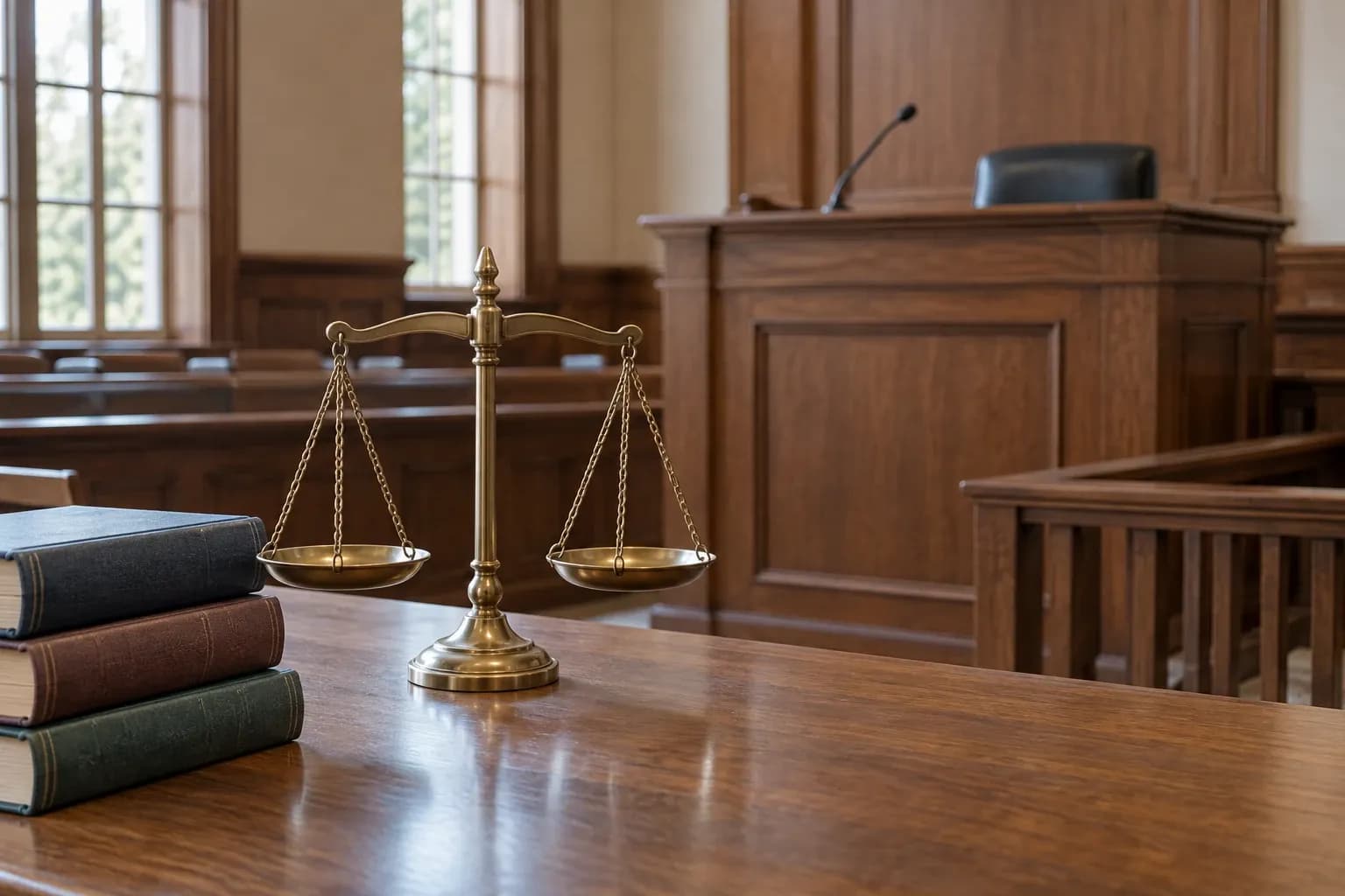 NewsJaws illustration of an empty courtroom