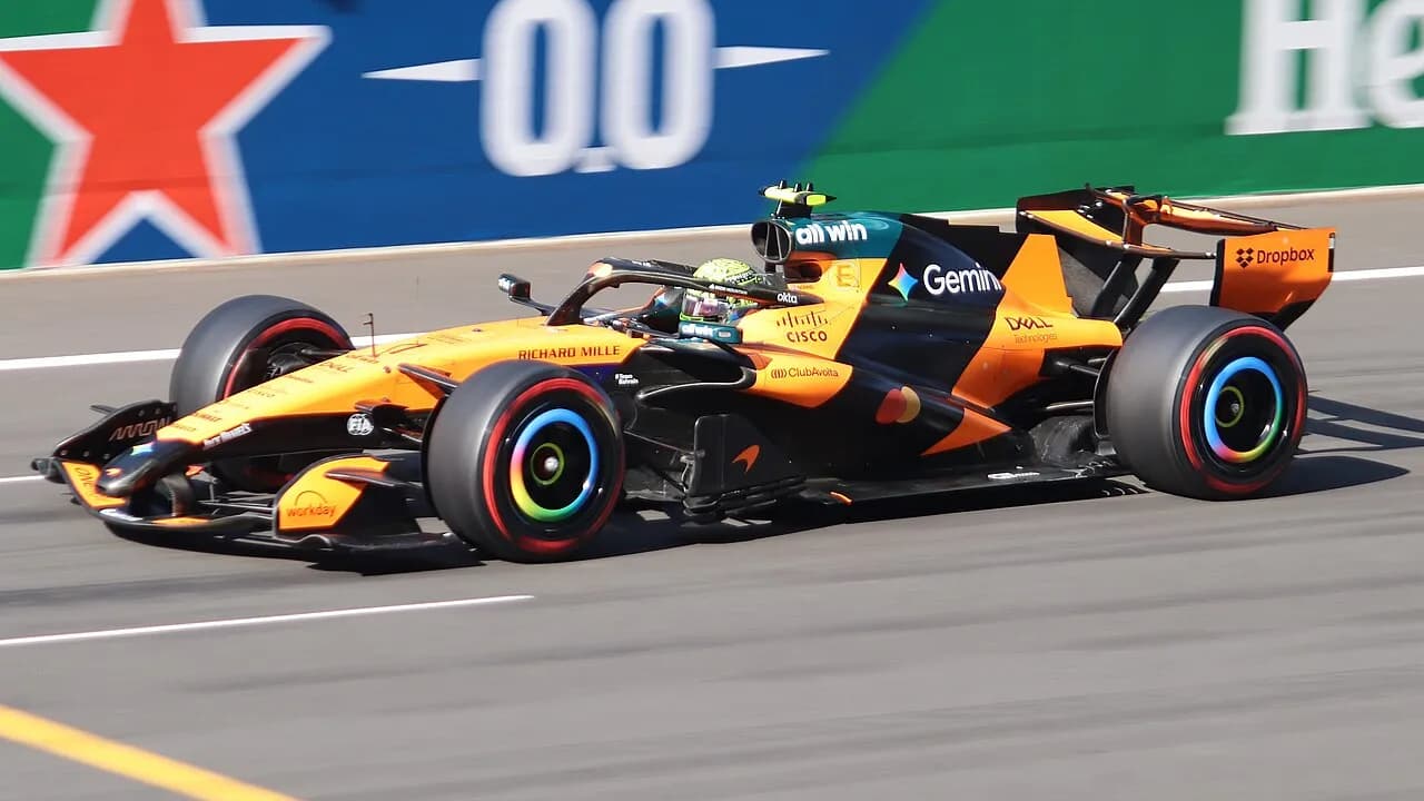 Lando Norris driving a McLaren Formula 1 car during qualifying at the 2026 Chinese Grand Prix