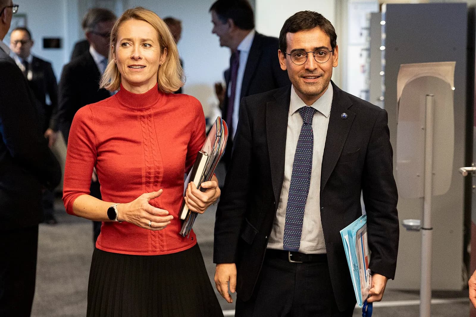 Kaja Kallas and Stéphane Séjourné at a meeting of the European Commission college in Strasbourg.