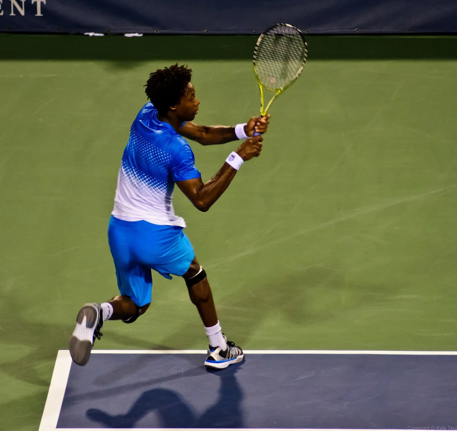 Gaël Monfils playing tennis at the Legg Mason Tennis Classic in Washington, D.C.