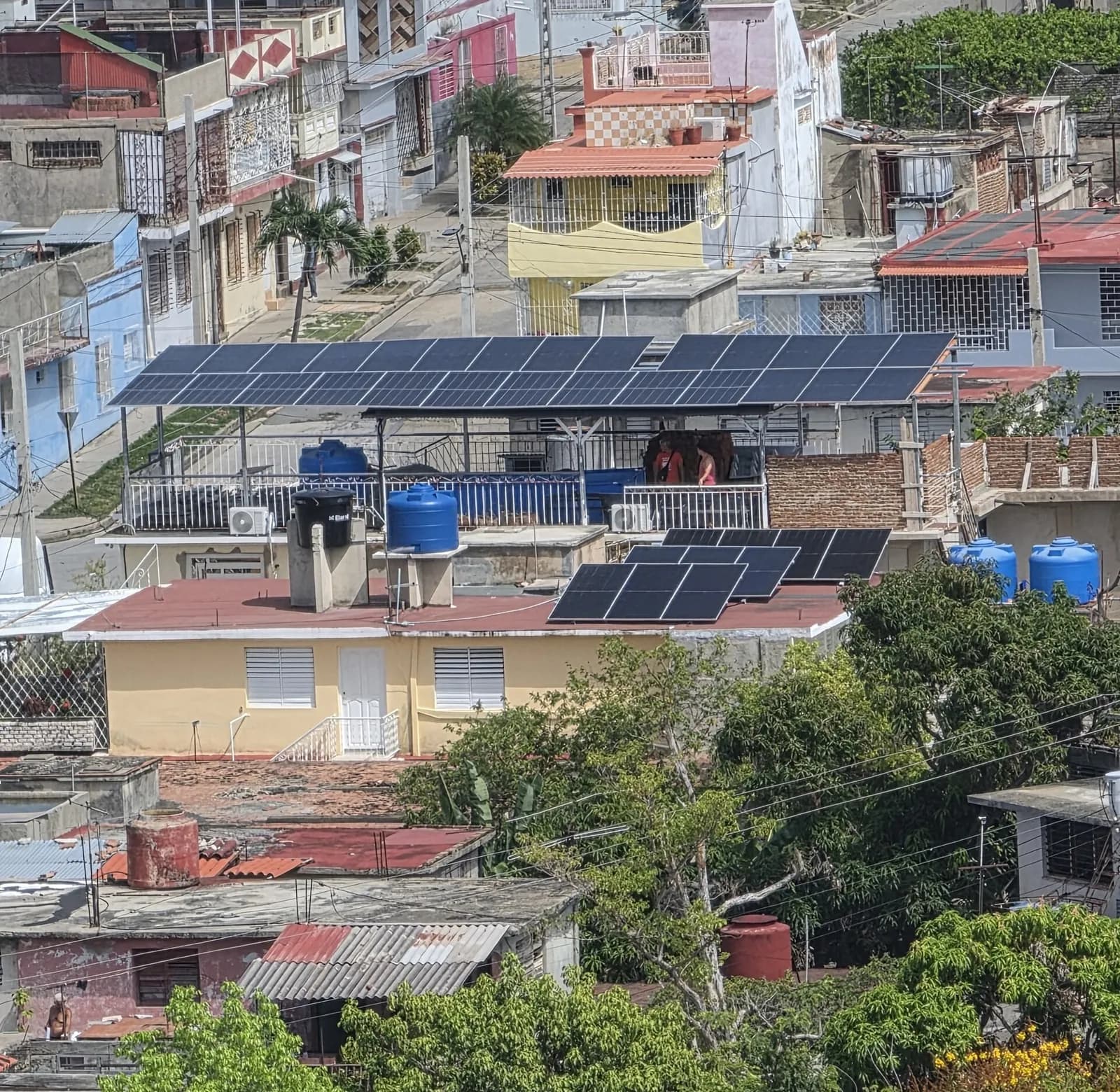 Solar panels on a private property in Santiago de Cuba, Cuba.