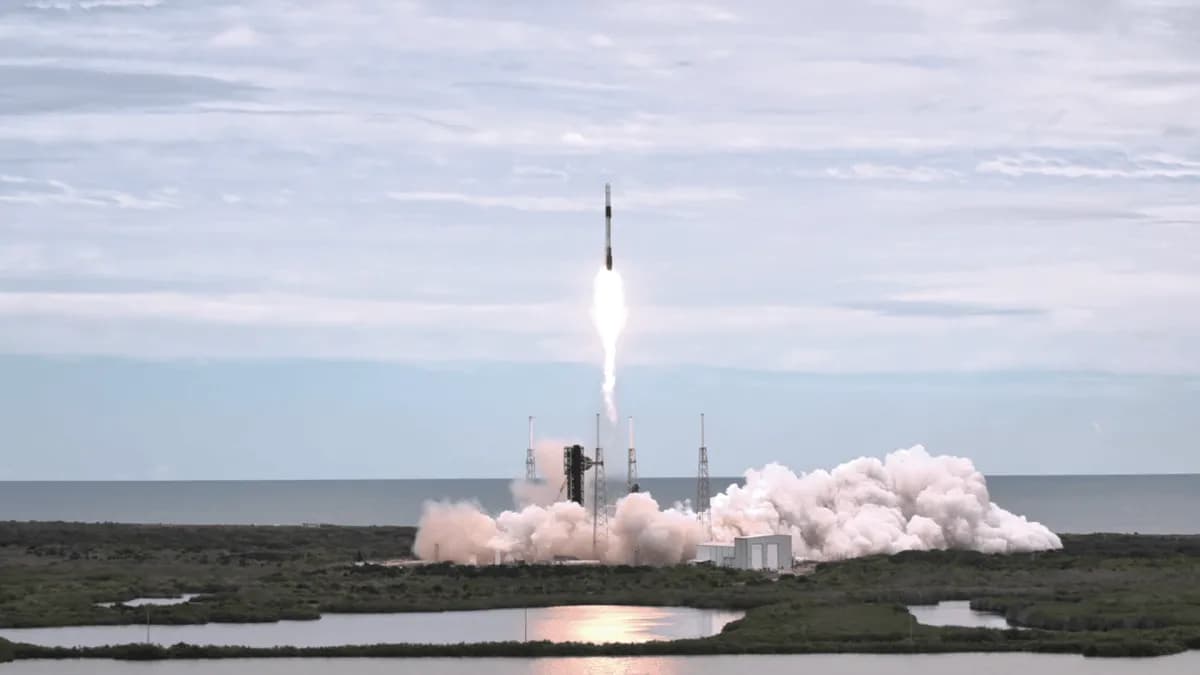 Falcon 9 rocket carrying the Crew-13 Dragon spacecraft lifts off from Cape Canaveral