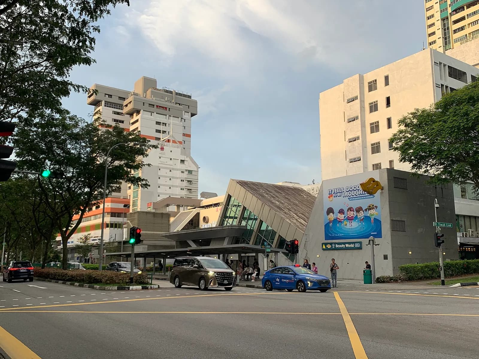 The entrance to Beauty World MRT Station in Singapore.