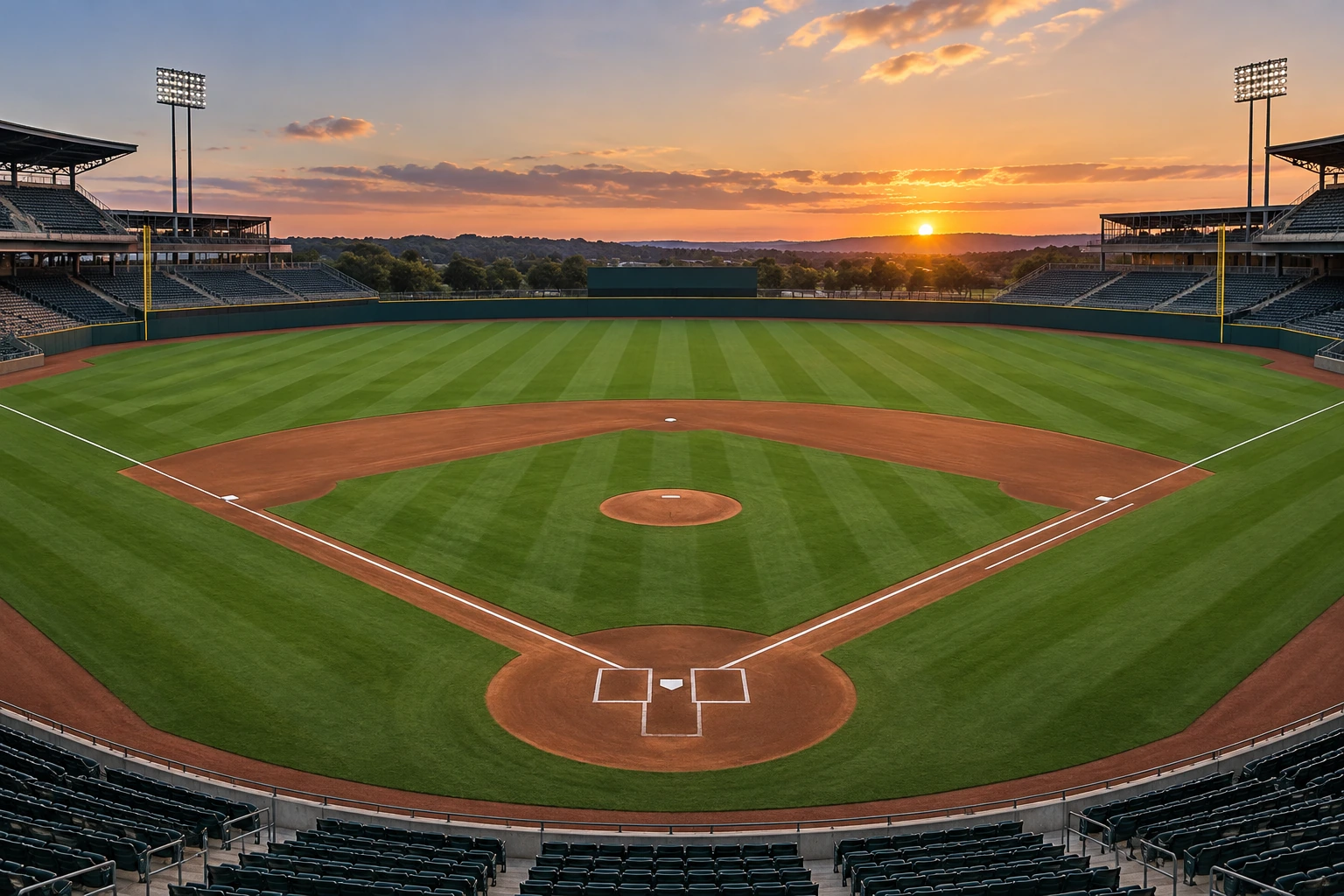 Concept illustration of an empty baseball field