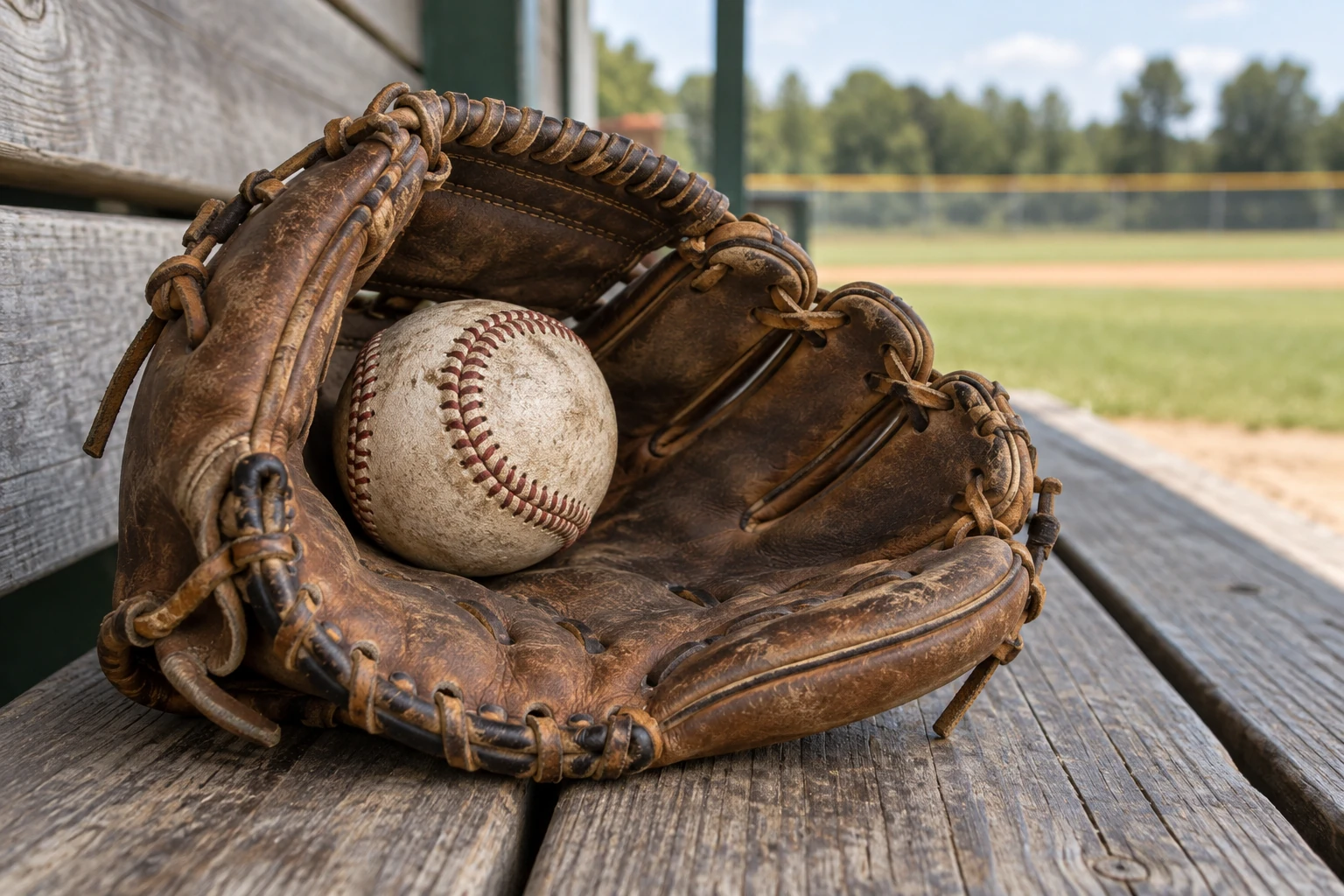 Concept illustration of a baseball glove and ball