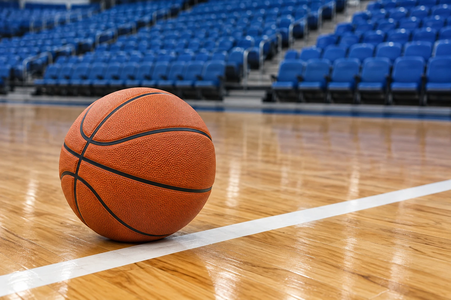 Concept illustration of a courtside basketball