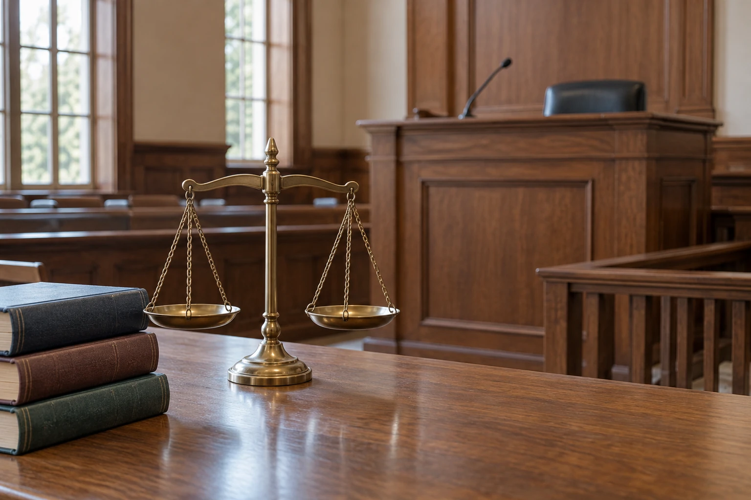 Concept illustration of an empty courtroom