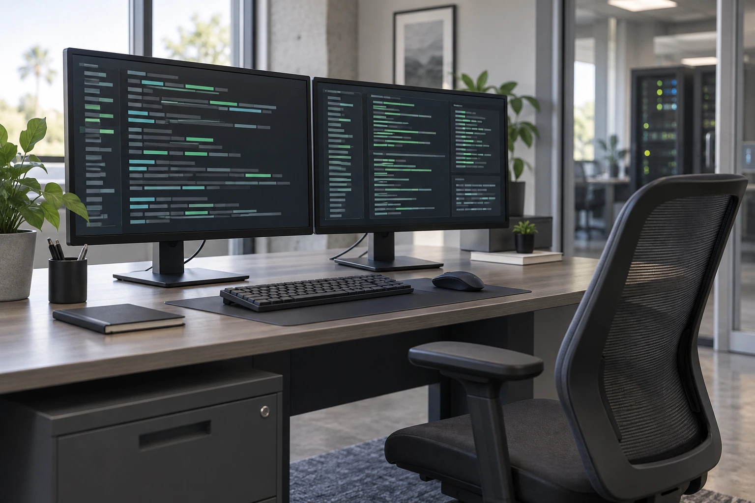 Concept illustration of a cybersecurity workstation