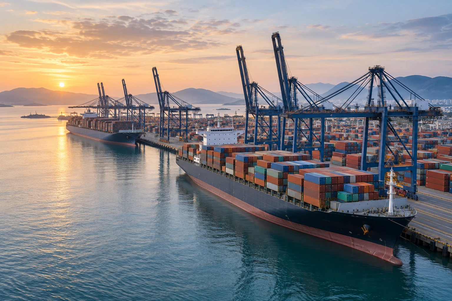 Concept illustration of global shipping infrastructure