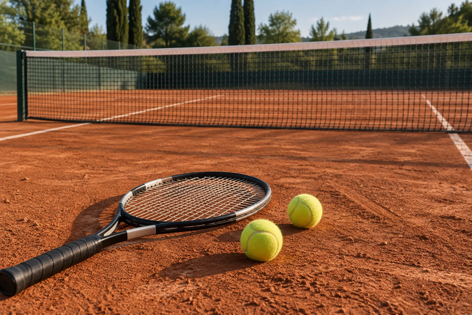 Concept illustration of a clay tennis court