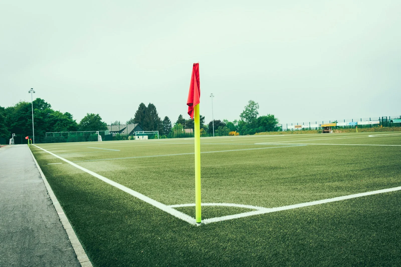 An empty football stadium and its pitch