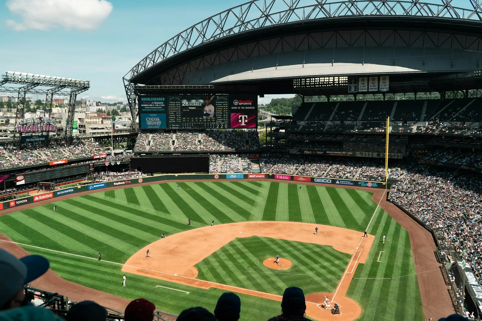 The baseball field and spectators at T-Mobile Park in Seattle